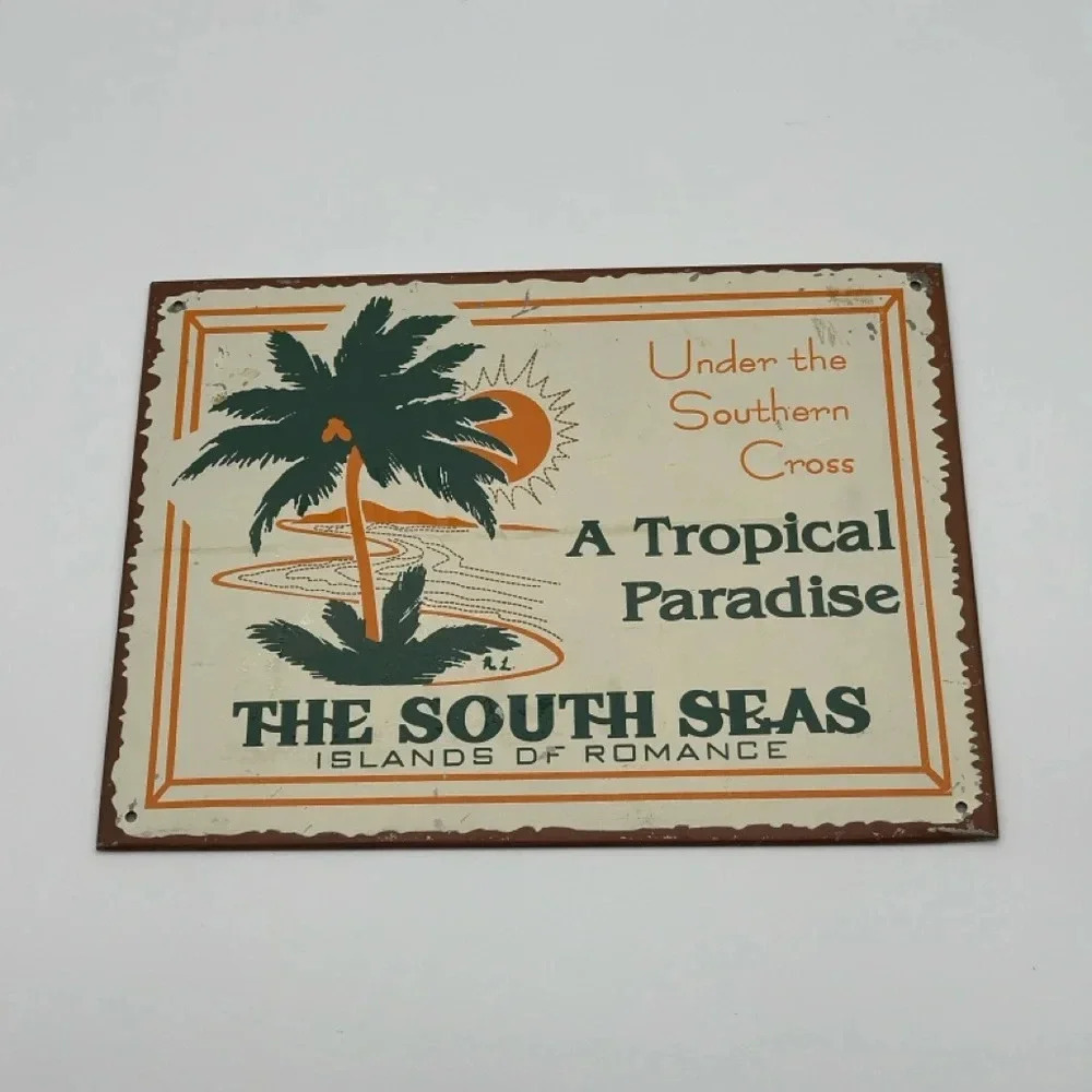 South Seas Paradise Retro Tin“The South Seas Islands Of Romance” Home decor sign